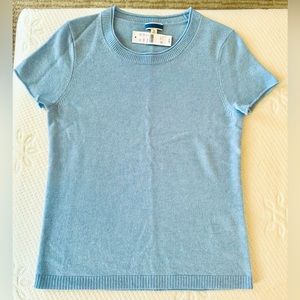 J. Crew 100% Cashmere Short Sleeve Sweater ~ Blue ~ NWT! Small
